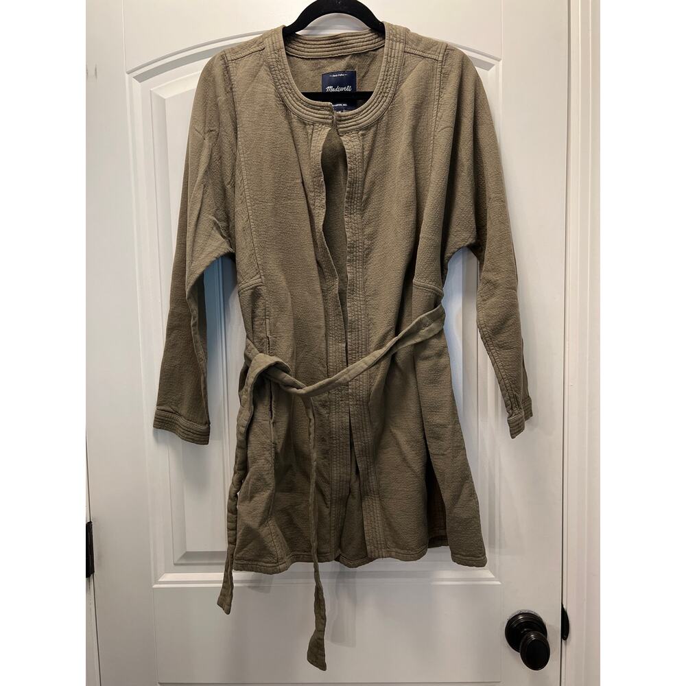 Madewell Women’s Stitch Edge Long Sleeve Cotton Belted Duster Jacket Sz M‎ Green